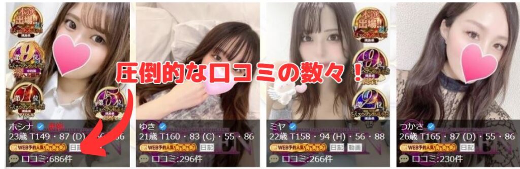 在籍嬢一覧の口コミランキング
