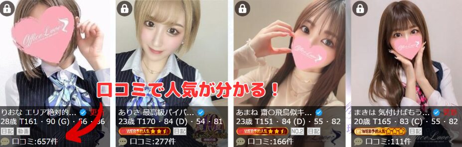 在籍嬢一覧の口コミ
ランキング