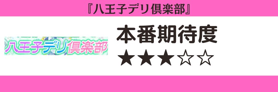 八王子デリ倶楽部のロゴと本番期待度