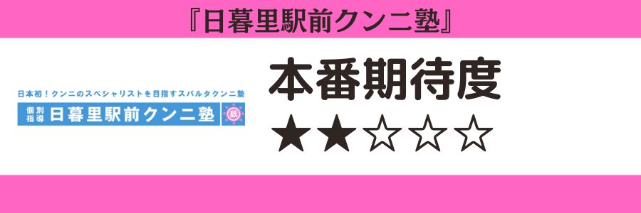 日暮里駅前クンニ塾のロゴと本番期待度