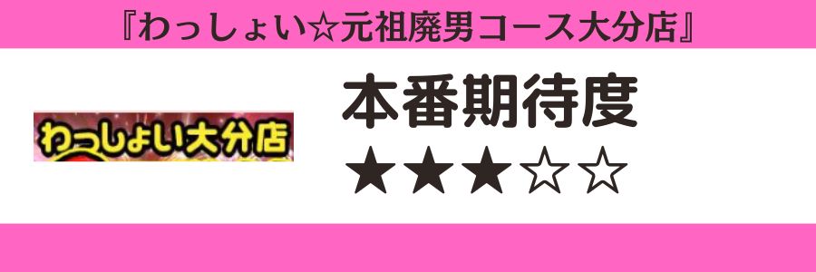 わっしょい☆元祖廃男コース大分店のロゴと本番期待度