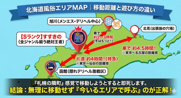 北海道のエリアごとの特徴と移動距離