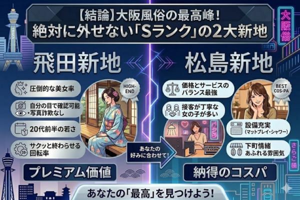大阪風俗の最高峰!絶対に外せない「Sランク」の2大新地
