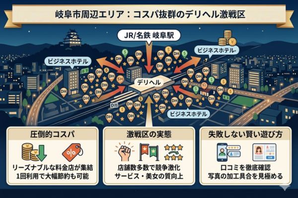 岐阜市周辺エリア:コスパ抜群のデリヘル激戦区