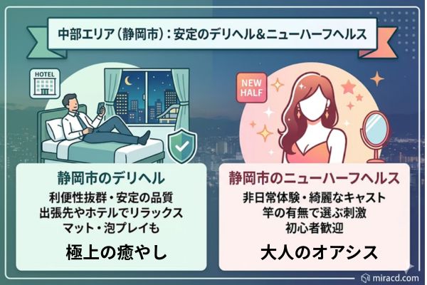 中部エリア（静岡市）：安定のデリヘル＆ニューハーフヘルス
