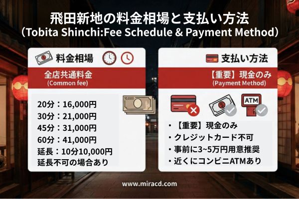 飛田新地の料金相場と支払い方法