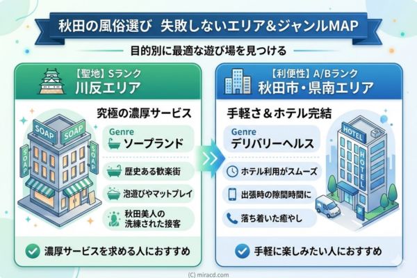 秋田の風俗事情と失敗しないエリア選び