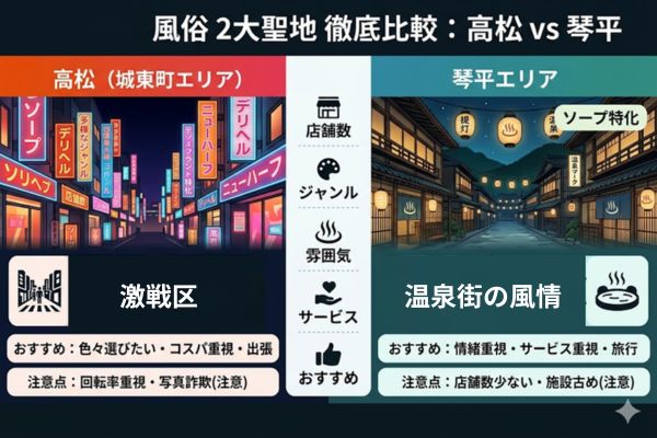 香川の風俗は「高松(城東町)」と「琴平」の2強!違いと選び方