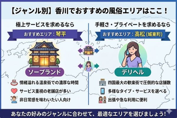 【ジャンル別】香川でおすすめの風俗エリアはここ!