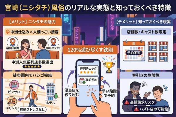 宮崎(ニシタチ)風俗のリアルな実態と知っておくべき特徴