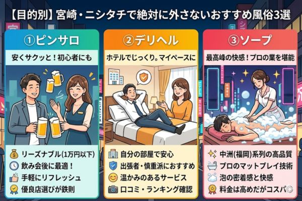 【目的別】宮崎・ニシタチで絶対に外さないおすすめ風俗3選