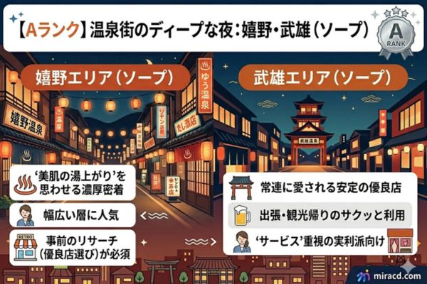 【Aランク】温泉街のディープな夜「嬉野・武雄（ソープ）」