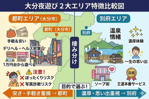 大分で遊ぶならこの2大エリア！都町と別府の特徴